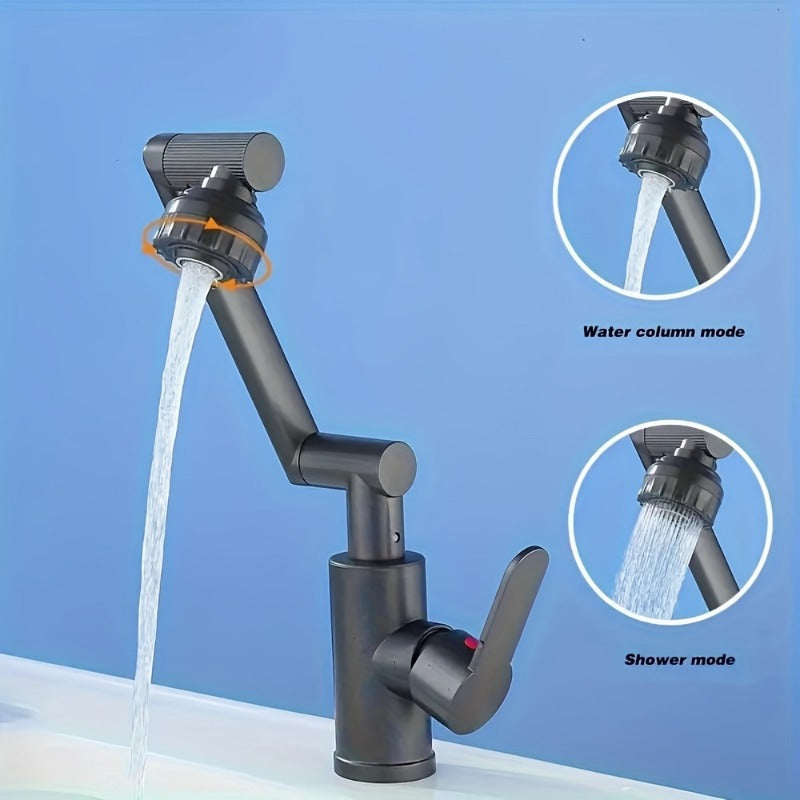 Durable Alloy Bathroom Faucet - Multi-Color Electroplated, Dual Handle Temperature Control, Adjustable Multi-Level, Single Hole Deck Installation, Faucet