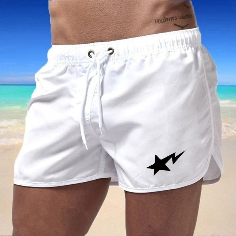 Swimming Summer Men's Shorts 2025 Beach Trunks Swim Gym Pants Quick Drying Homme Surf Ventilate Drawstring Fashion Casual Daily