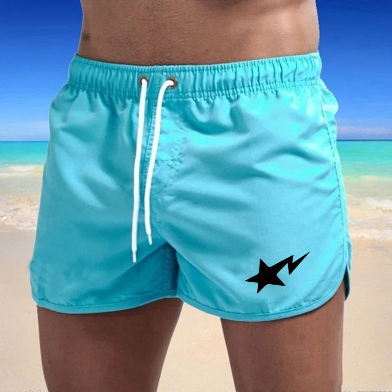 Swimming Summer Men's Shorts 2025 Beach Trunks Swim Gym Pants Quick Drying Homme Surf Ventilate Drawstring Fashion Casual Daily