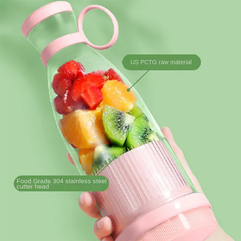 Portable Juicer Cup Mini Home Fruit Cup Cordless Blender Electric USB Fresh Fruit Juicer 6 Blade Smoothie Ice Maker