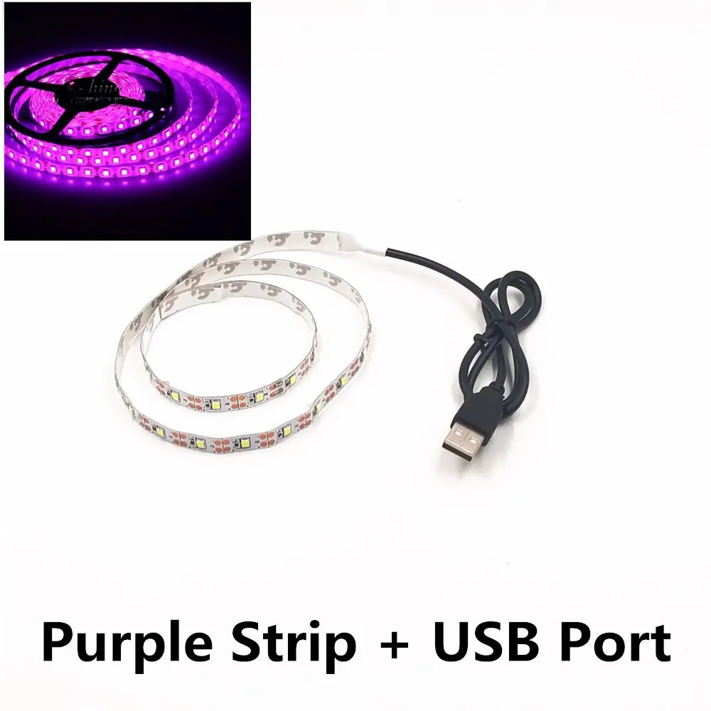 LED Night Light String DC5V With USB Port Cable 50CM 1M 2M 3M 4M 5M USB LED strip light lamp SMD 3528 for TV/ PC/ Laptop