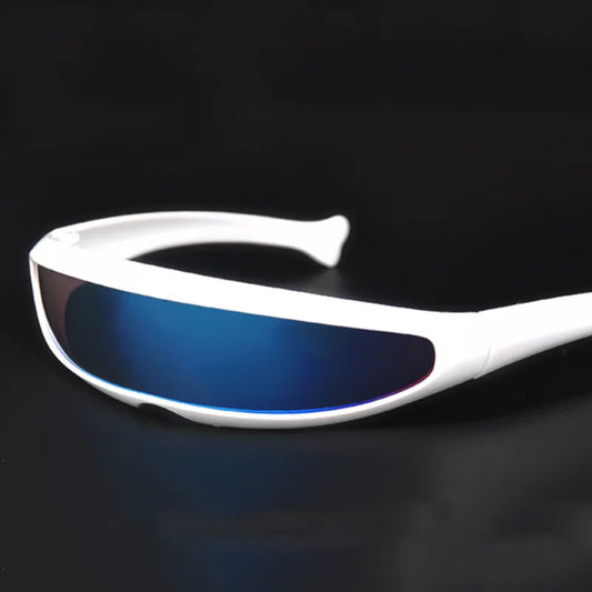 New Futuristic Narrow Cyclops Sunglasses Laser Eyeglasses UV400 Personality Mirrored Lens Costume Eyewear Men Gafas De Sol