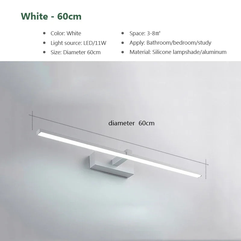 Modern LED Wall Light Bathroom Hardwares Wall Lamp Three Colors Lights Aluminum Led Bathroom Bath Mirror Line Lamp Make Up light