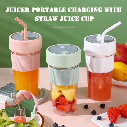 Electric Juicer Portable Blender With Straw 350ML Fruit Mixers 1200mAh USB Rechargeable Smoothie Juicer Cup Squeezer Juice Maker