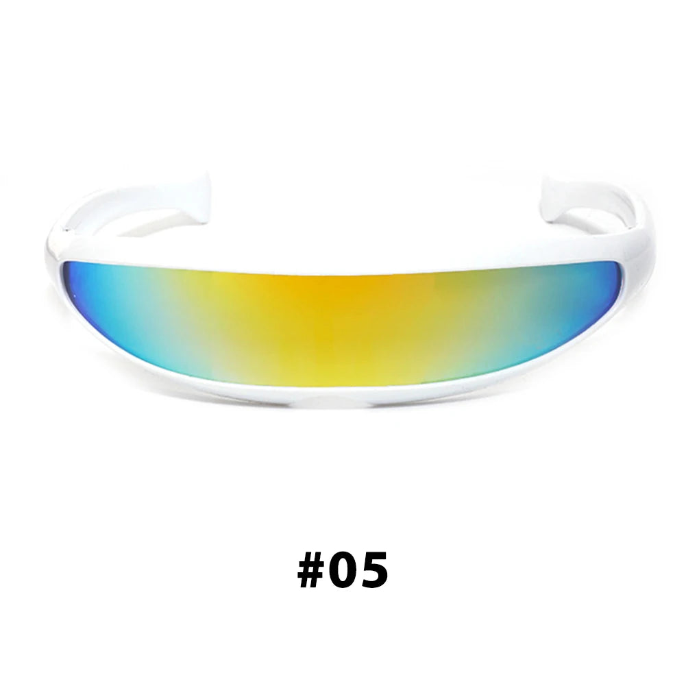 New Futuristic Narrow Cyclops Sunglasses Laser Eyeglasses UV400 Personality Mirrored Lens Costume Eyewear Men Gafas De Sol