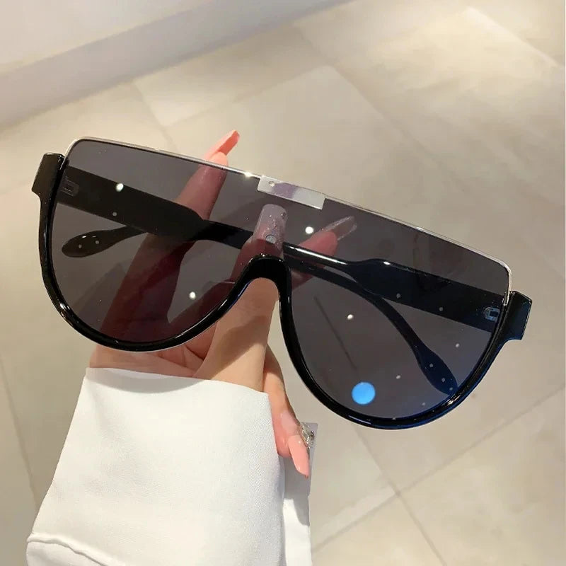 Vintage Semi-round Sunglasses Women Fashion Monoblock Outdoor Goggle Shades Ins Trending 2023 New Design UV400 Eyewear