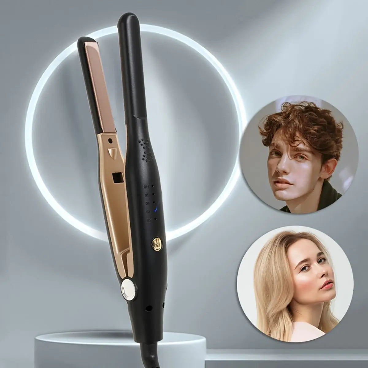 2 In 1 Hair Straightener Curling Iron Mini Pencil Flat Iron for Short Hair Beard StraighteneHome Hair Curlr Ceramic Hair Curlers