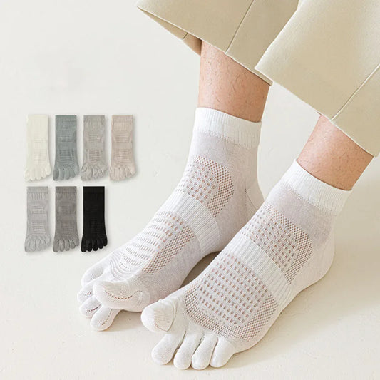 Summer Ultra-thin Breathable Mesh Short Socks For Men Sports Five Fingers Socks Ankle Socks Sweat-absorbing Split Toe Socks