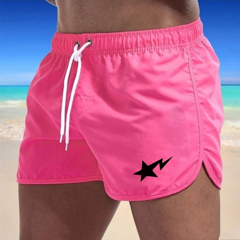 Swimming Summer Men's Shorts 2025 Beach Trunks Swim Gym Pants Quick Drying Homme Surf Ventilate Drawstring Fashion Casual Daily