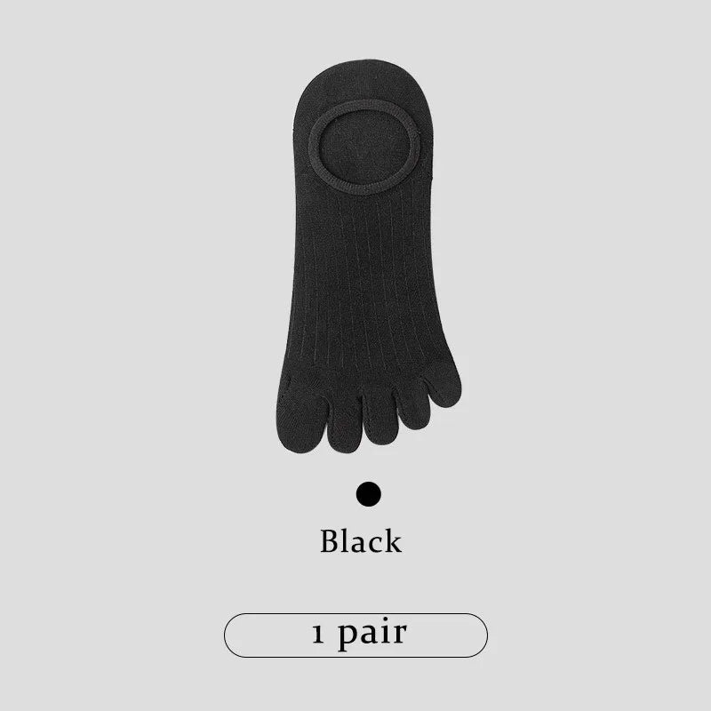 Men's Summer Ultra-thin Five Finger Socks Anti-slip Silicone Invisible Boat Socks Solid Color Cotton 5 Toe Socks Split Toe Socks