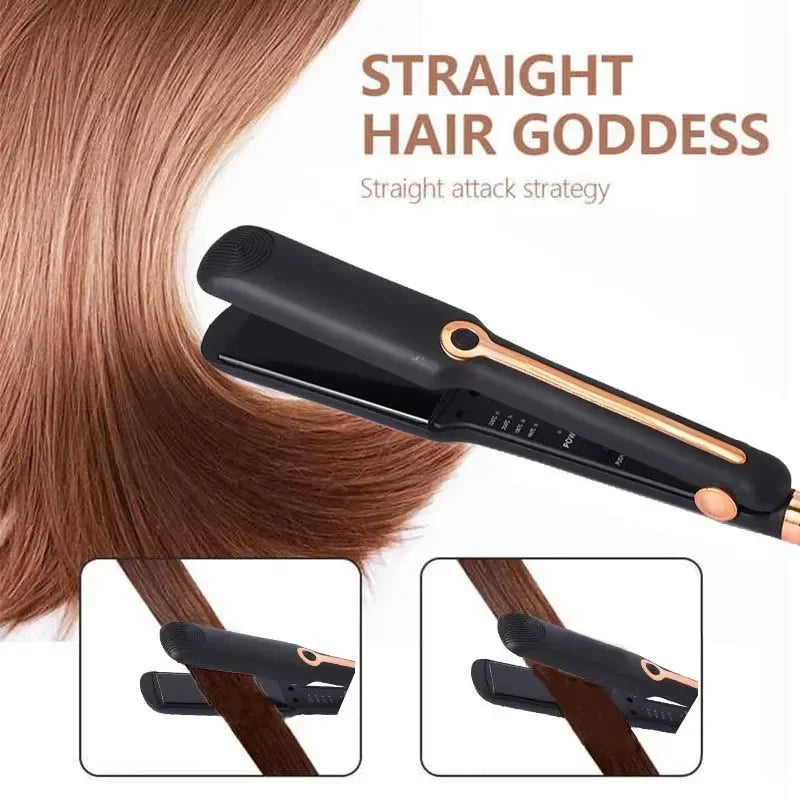 2 in 1 Adjustable Hair Straightener Professional Ceramic Flat Iron Negative Ion Wide Home Salon Hairdressing Tools