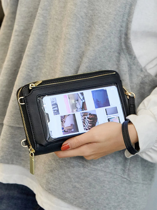 RFID Blocking Touch Screen Mobile Phone Bag, Functional Crossbody Long Wallet, Women's Mini Coin Purse