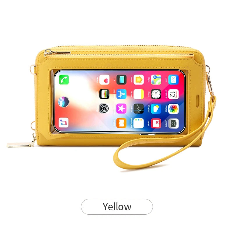 RFID Blocking Touch Screen Mobile Phone Bag, Functional Crossbody Long Wallet, Women's Mini Coin Purse