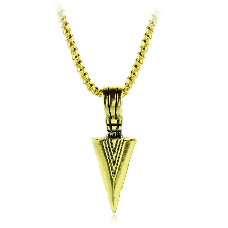 2022 Silver Color Retro Personality Black Triangle Arrowhead Necklace Pendant Niche Style Punk Jewelry Party Gift For Men And Wo