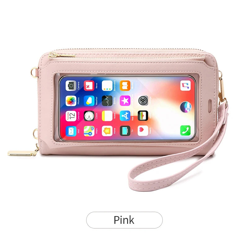 RFID Blocking Touch Screen Mobile Phone Bag, Functional Crossbody Long Wallet, Women's Mini Coin Purse