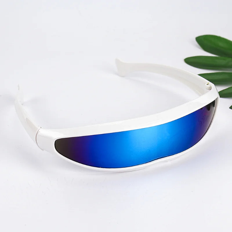 New Futuristic Narrow Cyclops Sunglasses Laser Eyeglasses UV400 Personality Mirrored Lens Costume Eyewear Men Gafas De Sol