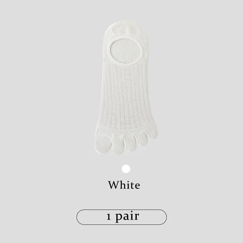 Men's Summer Ultra-thin Five Finger Socks Anti-slip Silicone Invisible Boat Socks Solid Color Cotton 5 Toe Socks Split Toe Socks