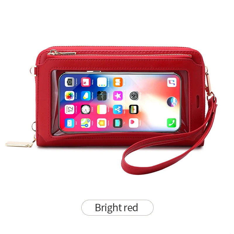 RFID Blocking Touch Screen Mobile Phone Bag, Functional Crossbody Long Wallet, Women's Mini Coin Purse