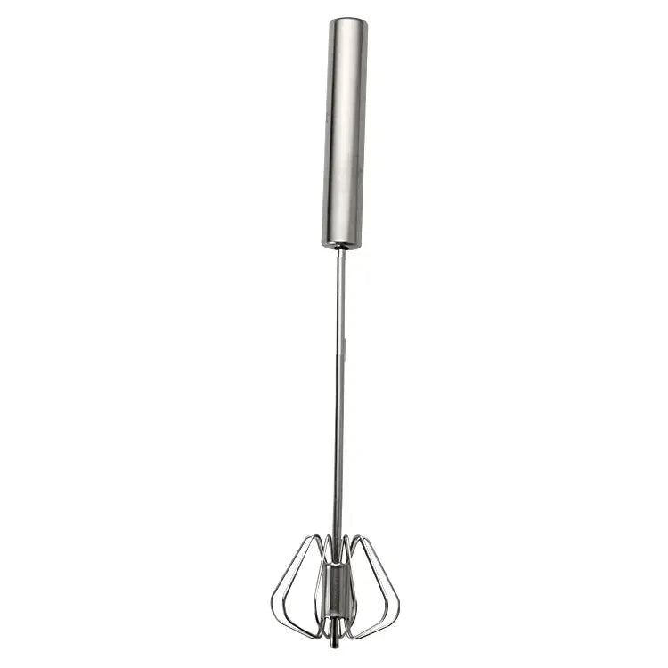 Kitchen Stainless Steel Whisk Creamer Semi-automatic Rotary Whisk Beech Wood Vase Handle Hand Mixer G041