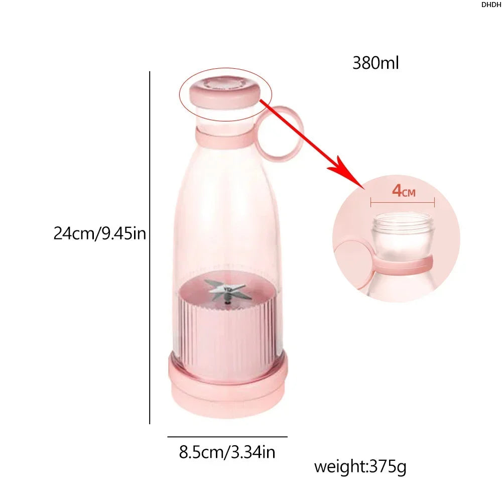 Portable Juicer Cup Mini Home Fruit Cup Cordless Blender Electric USB Fresh Fruit Juicer 6 Blade Smoothie Ice Maker