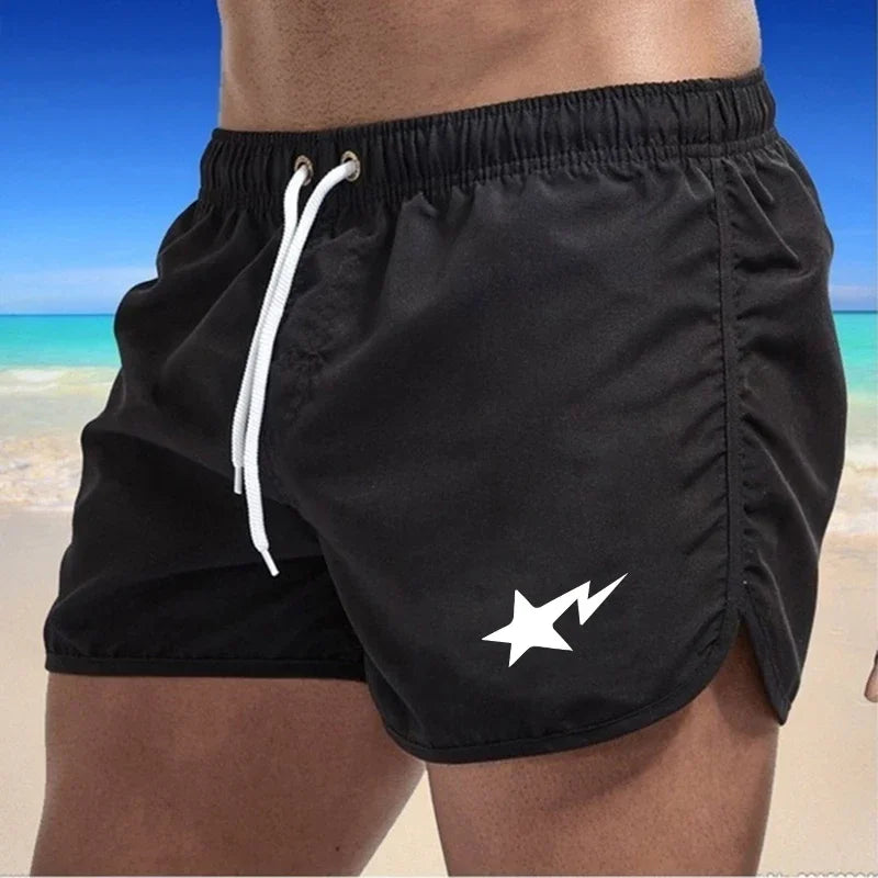 Swimming Summer Men's Shorts 2025 Beach Trunks Swim Gym Pants Quick Drying Homme Surf Ventilate Drawstring Fashion Casual Daily