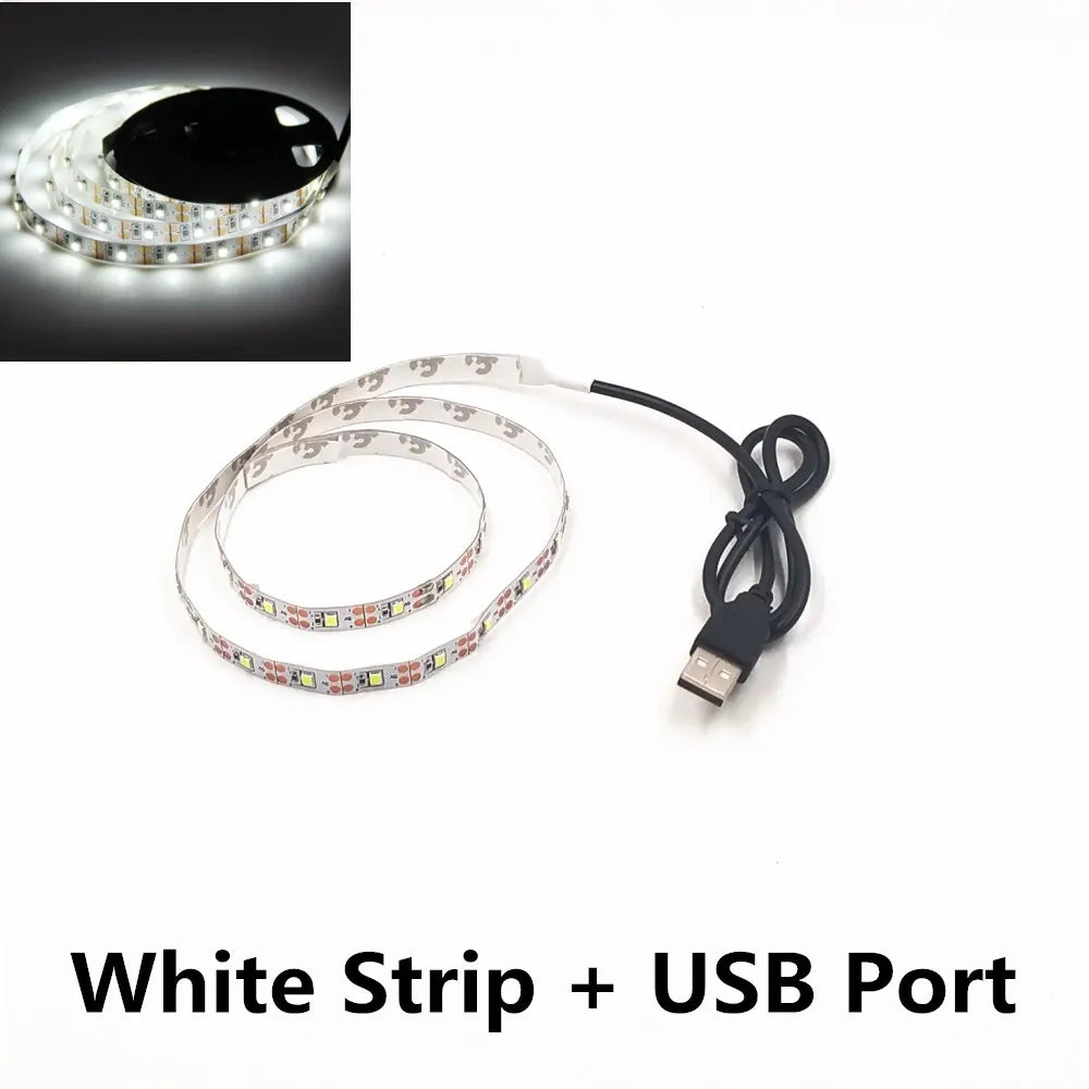 LED Night Light String DC5V With USB Port Cable 50CM 1M 2M 3M 4M 5M USB LED strip light lamp SMD 3528 for TV/ PC/ Laptop