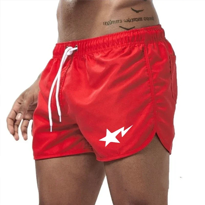 Swimming Summer Men's Shorts 2025 Beach Trunks Swim Gym Pants Quick Drying Homme Surf Ventilate Drawstring Fashion Casual Daily