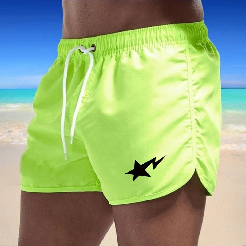 Swimming Summer Men's Shorts 2025 Beach Trunks Swim Gym Pants Quick Drying Homme Surf Ventilate Drawstring Fashion Casual Daily