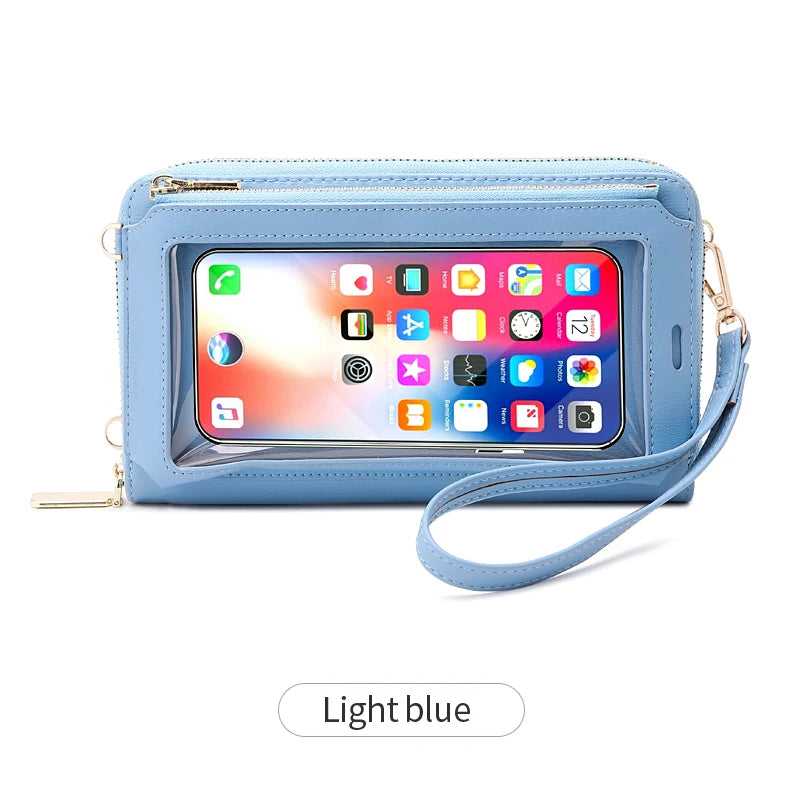 RFID Blocking Touch Screen Mobile Phone Bag, Functional Crossbody Long Wallet, Women's Mini Coin Purse