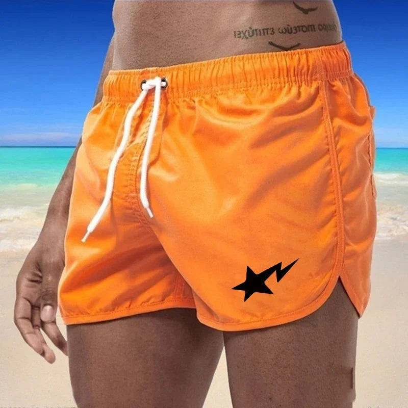 Swimming Summer Men's Shorts 2025 Beach Trunks Swim Gym Pants Quick Drying Homme Surf Ventilate Drawstring Fashion Casual Daily