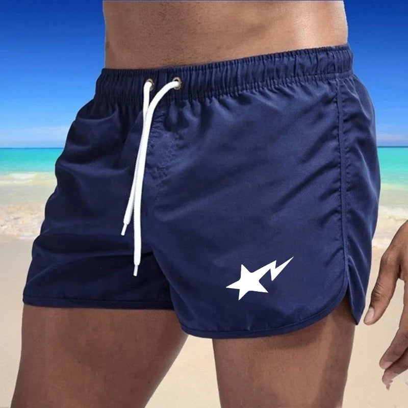 Swimming Summer Men's Shorts 2025 Beach Trunks Swim Gym Pants Quick Drying Homme Surf Ventilate Drawstring Fashion Casual Daily