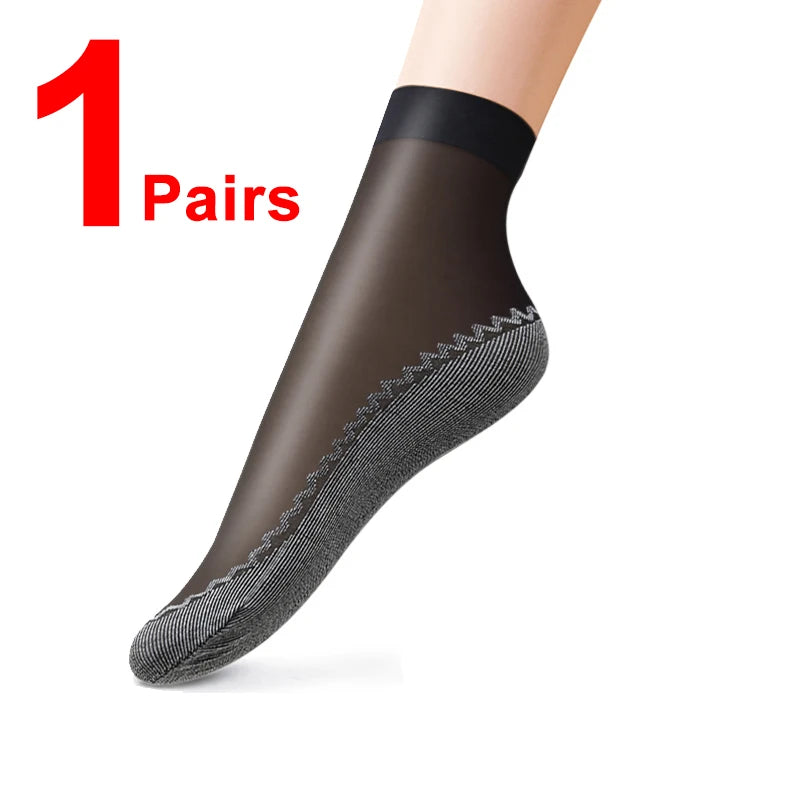 10/20 Pairs Short Socks Women Ultrathin Elastic Lace Transparent Sock Woman Summer Breathable Non-Slip Bottom Splice Cotton Sock