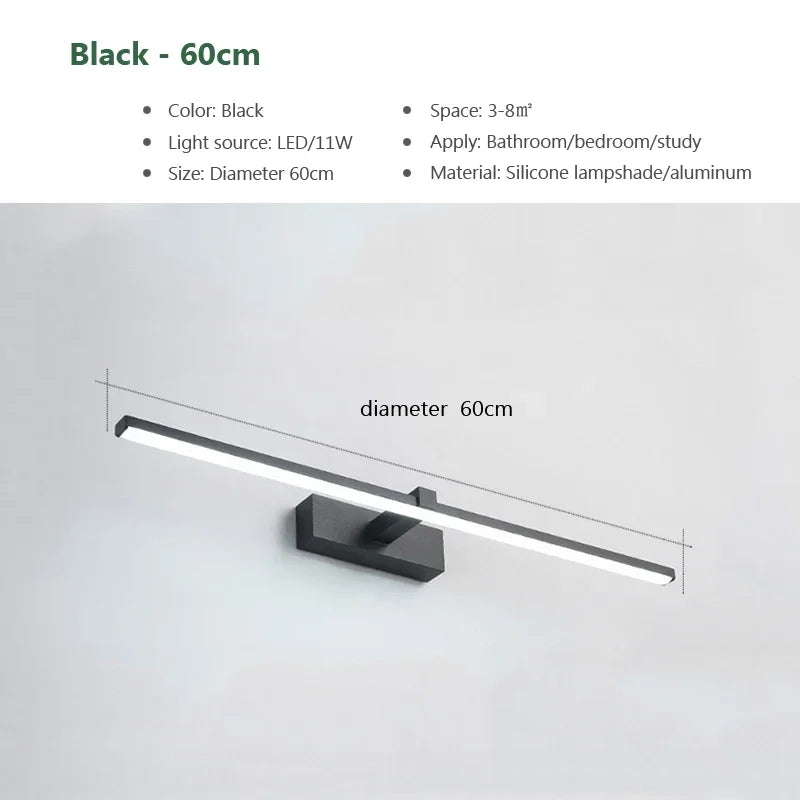 Modern LED Wall Light Bathroom Hardwares Wall Lamp Three Colors Lights Aluminum Led Bathroom Bath Mirror Line Lamp Make Up light