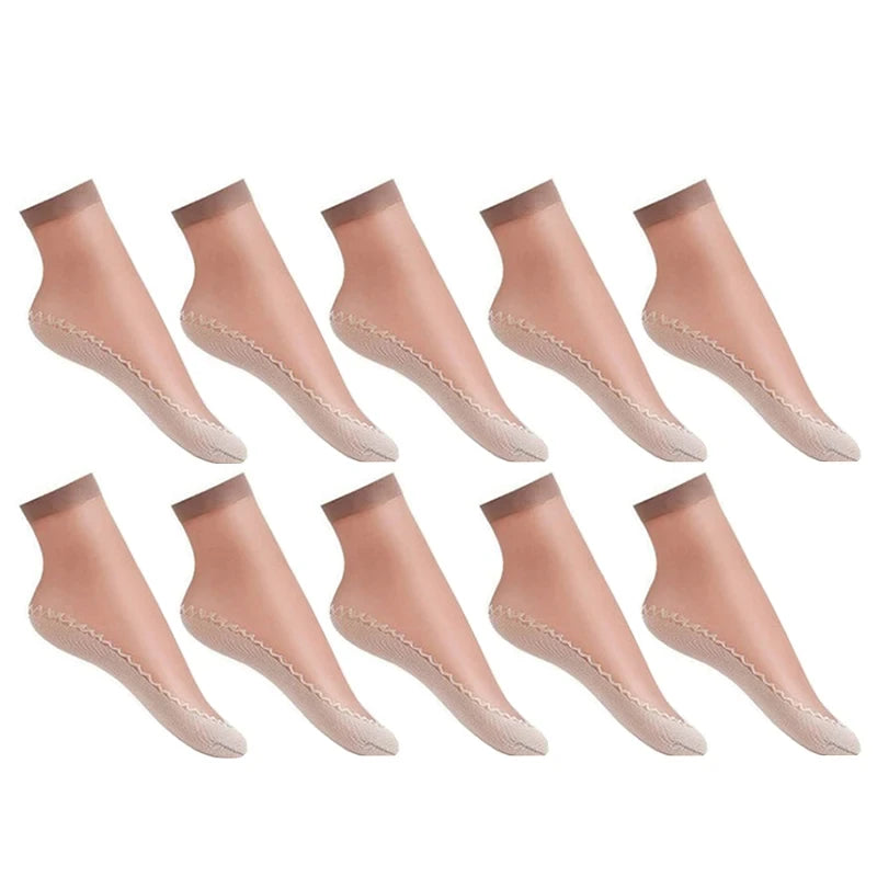 10/20 Pairs Short Socks Women Ultrathin Elastic Lace Transparent Sock Woman Summer Breathable Non-Slip Bottom Splice Cotton Sock