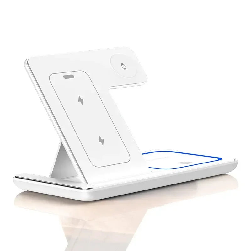 30W LED Fast Wireless Charger Stand 3 in 1 Foldable Charging Station For iPhone 15 14 13 12 Apple Watch 9 8 7 6 5 Airpods Pro