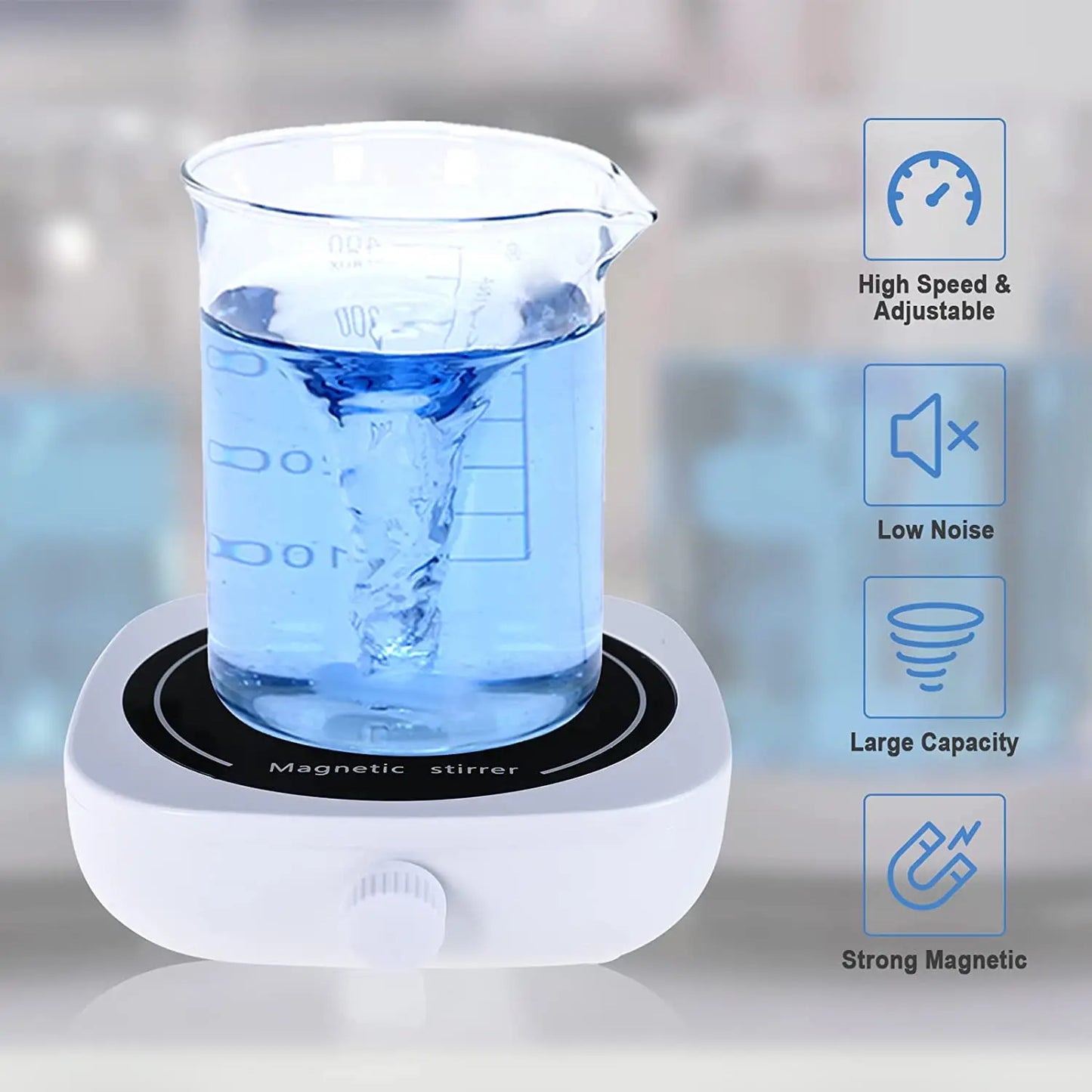 Mini Stir Plate Magnetic Lab Stirrer with 2 Stir Bars, Magnetic Mixer 2000ml Adjustbable Speed 200-2000 RPM for Classroom, Work