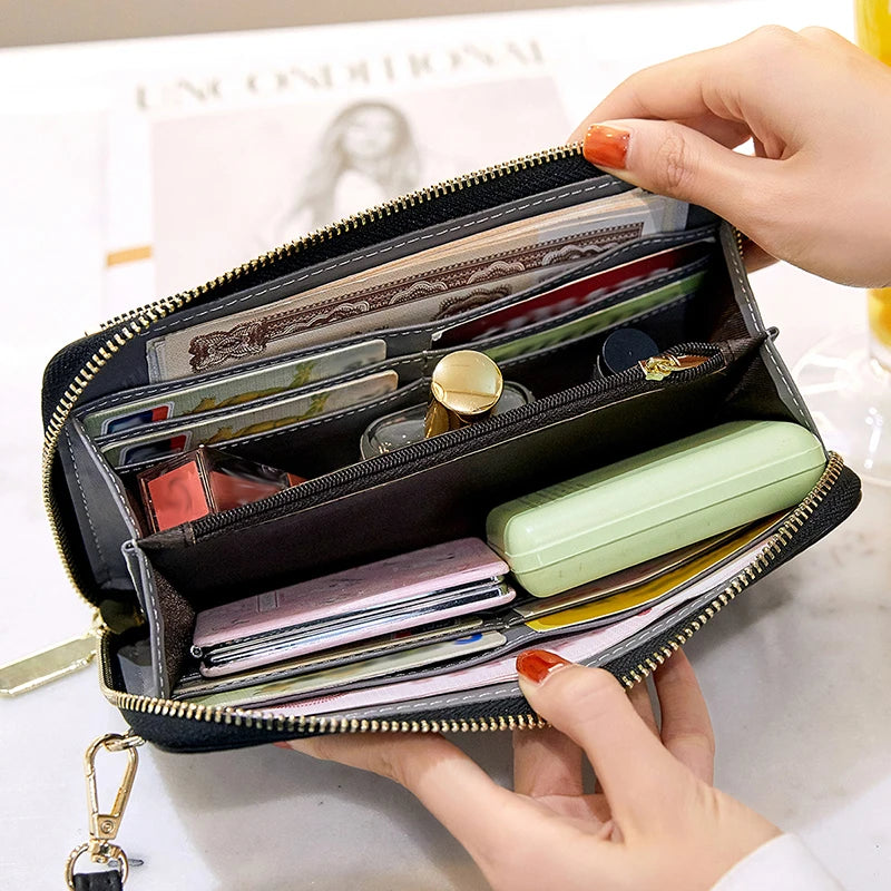 RFID Blocking Touch Screen Mobile Phone Bag, Functional Crossbody Long Wallet, Women's Mini Coin Purse