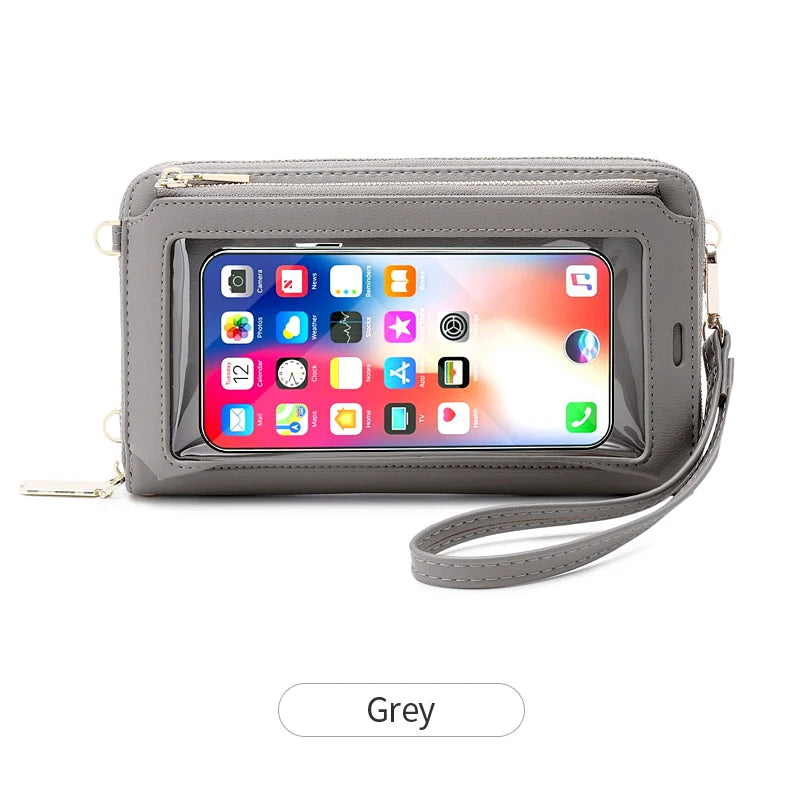 RFID Blocking Touch Screen Mobile Phone Bag, Functional Crossbody Long Wallet, Women's Mini Coin Purse