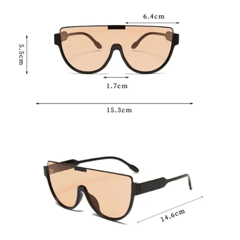 Vintage Semi-round Sunglasses Women Fashion Monoblock Outdoor Goggle Shades Ins Trending 2023 New Design UV400 Eyewear