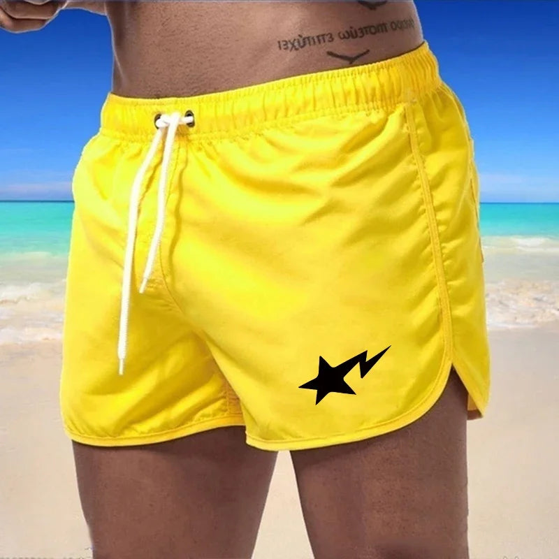 Swimming Summer Men's Shorts 2025 Beach Trunks Swim Gym Pants Quick Drying Homme Surf Ventilate Drawstring Fashion Casual Daily