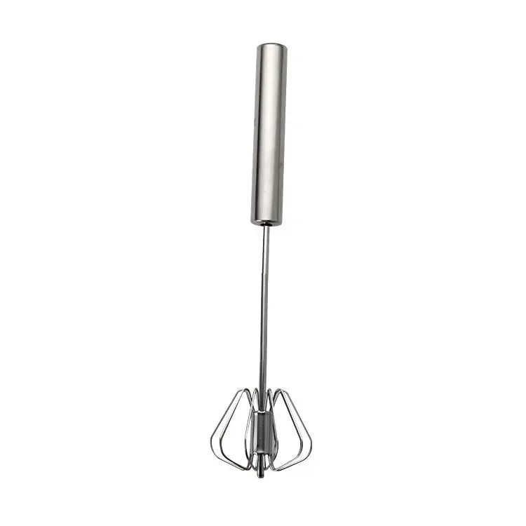 Kitchen Stainless Steel Whisk Creamer Semi-automatic Rotary Whisk Beech Wood Vase Handle Hand Mixer G041