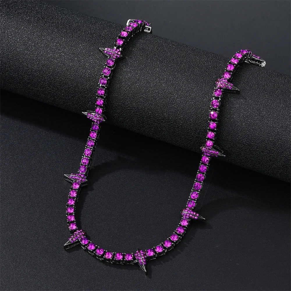 New Hip Pop 4mm Tennis Chain Dropwater Bling Iced Out Colorful Rhinestone Necklaces For Men Women Choker Jewelry Party Gift 18"