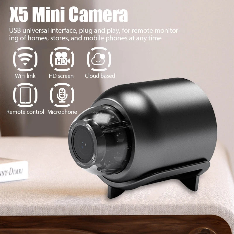 Mini WiFi Camera 1080P HD Night Vision Included Motion Sound Detector in Home Office 120 Degrees Wide Angle Micro Baby Monitor