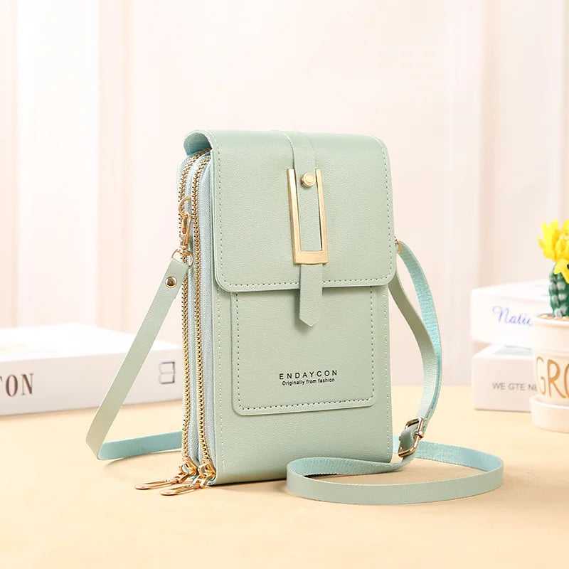 Touch Screen Cell Phone Women Bags Soft Leather Wallets Hand Purses Crossbody Bags for Women Small Handbag Cheap Women's Bags